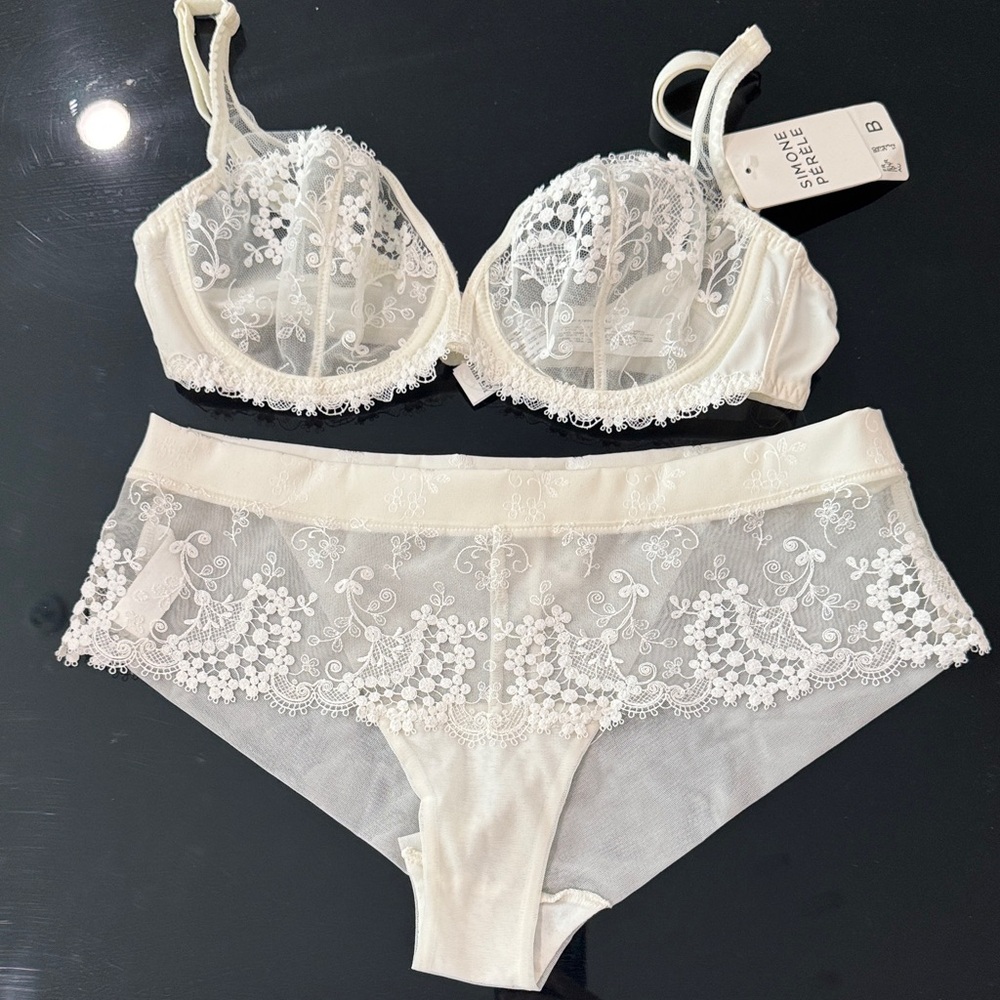 Simone Perele Cream Lace Bra Set